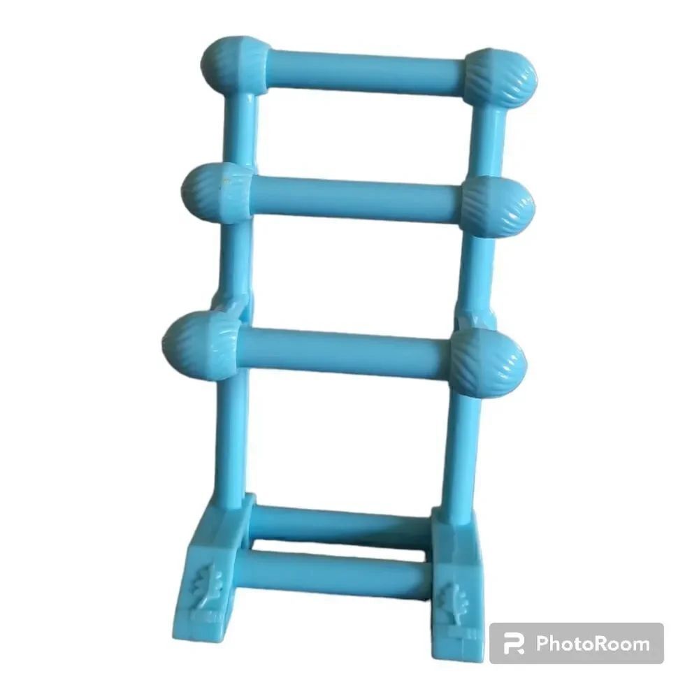 Fisher Price Loving Family Dollhouse Bathroom Blue Towel Rack Stand
